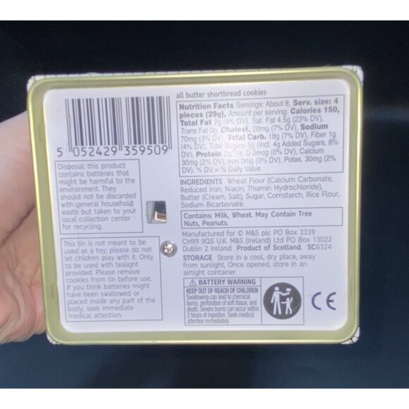 M&S Marks & Spencer Christmas Cookie Tin House LED Light Up Holiday 10" Empty - Picture 13 of 16